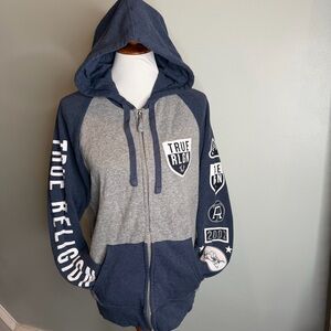 True Religion Navy and Gray Zip-Up Hoodie